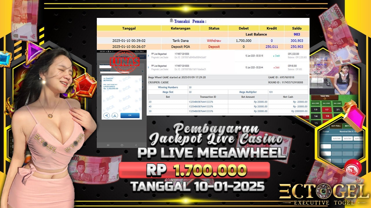 BUKTI JACKPOT PP LIVE MEGAWHEEL TERPERCAYA DI INDONESIA TGL 10-01-2025