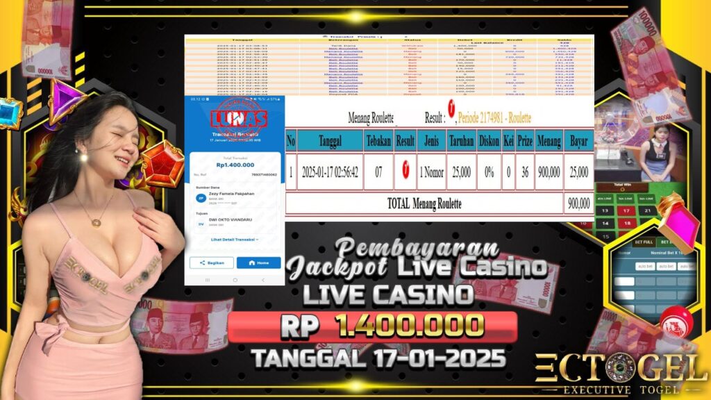 BUKTI JACKPOT LIVE CASINO TERPERCAYA DI INDONESIA TGL 17-01-2025