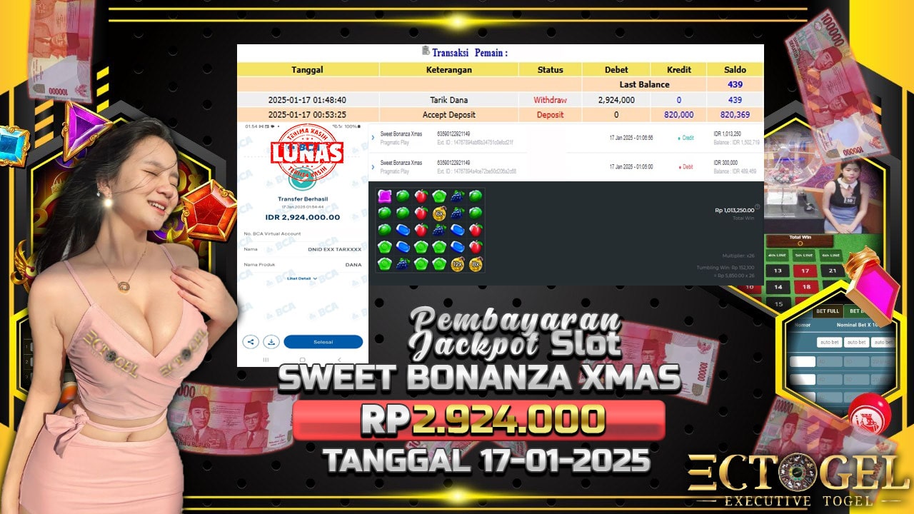 BUKTI JACKPOT SWEET BONANZA XMAS TERPERCAYA DI INDONESIA TGL 17-01-2025