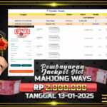 BUKTI JACKPOT SLOT MAHJONG WAYS TERPERCAYA DI INDONESIA TGL 13-01-2025