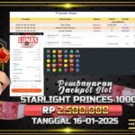 BUKTI JACKPOT STARLIGHT PRINCES 1000 TERPERCAYA DI INDONESIA TGL 16-01-2025