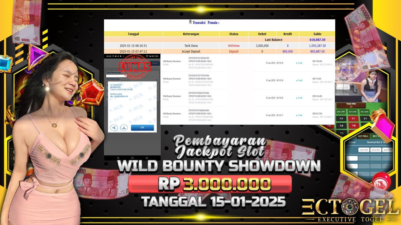 BUKTI JACKPOT SLOT WILD BOUNTY SHOWDOWN TERPERCAYA DI INDONESIA TGL 15-01-2025