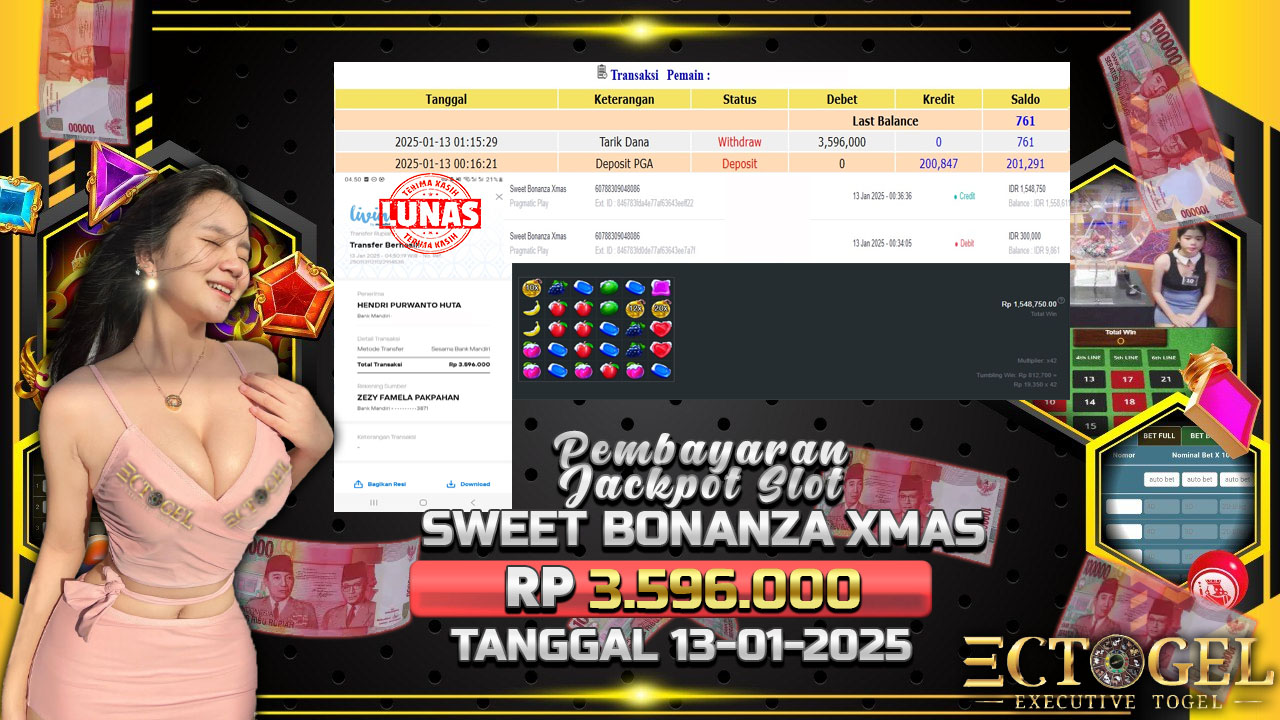 BUKTI JACKPOT SLOT SWEET BONANZA XMAS TERPERCAYA DI INDONESIA TGL 13-01-2025