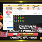 BUKTI JACKPOT SLOT STARLIGHT PRINCES 1000 TERPERCAYA DI INDONESIA TGL 13-01-2025