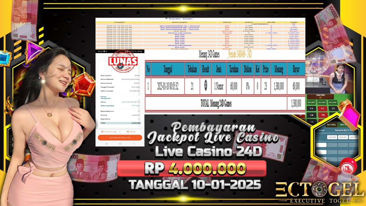 BUKTI JACKPOT LIVE CASINO 24D TERPERCAYA DI INDONESIA TGL 10-01-2025