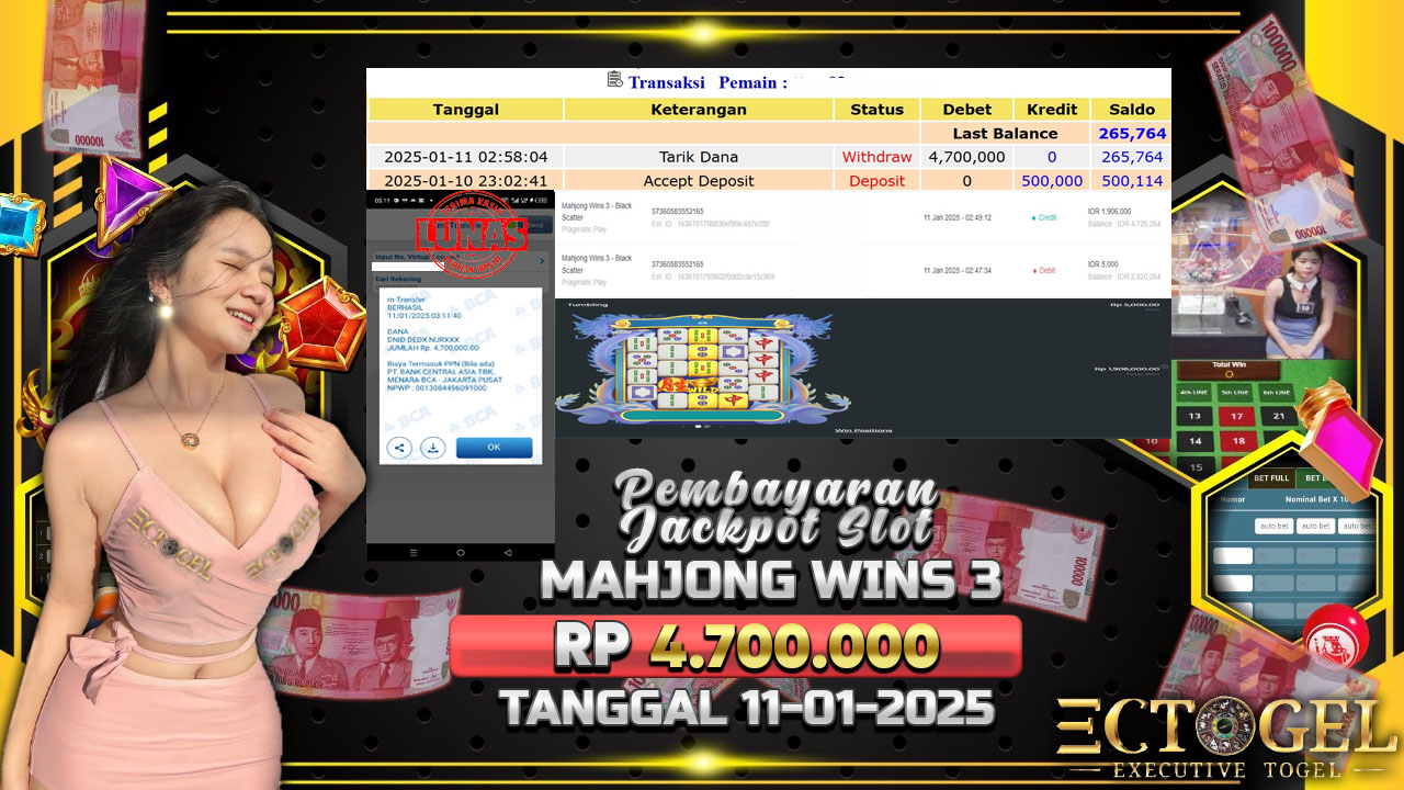 BUKTI JACKPOT SLOT MAHJONG WINS 3 TERPERCAYA DI INDONESIA TGL 11-01-2025