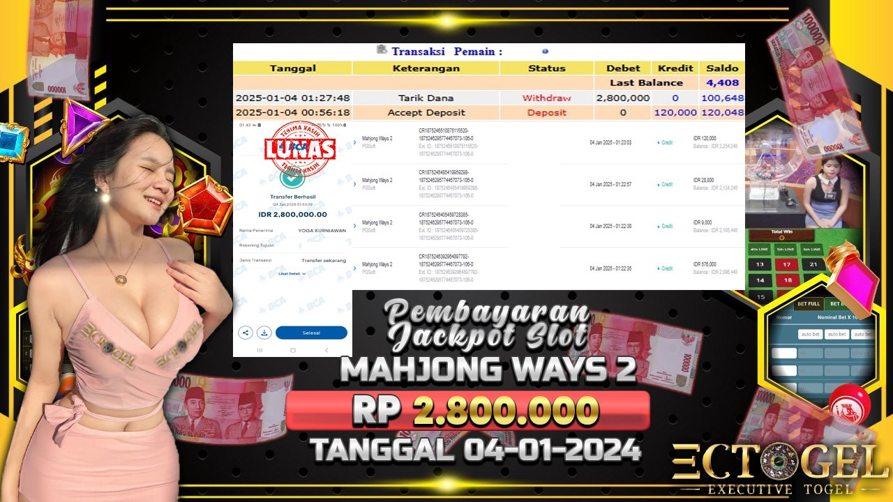 BUKTI JACKPOT SLOT MAHJONG WAYS 2 TERPERCAYA DI INDONESIA TGL 04-01-2025