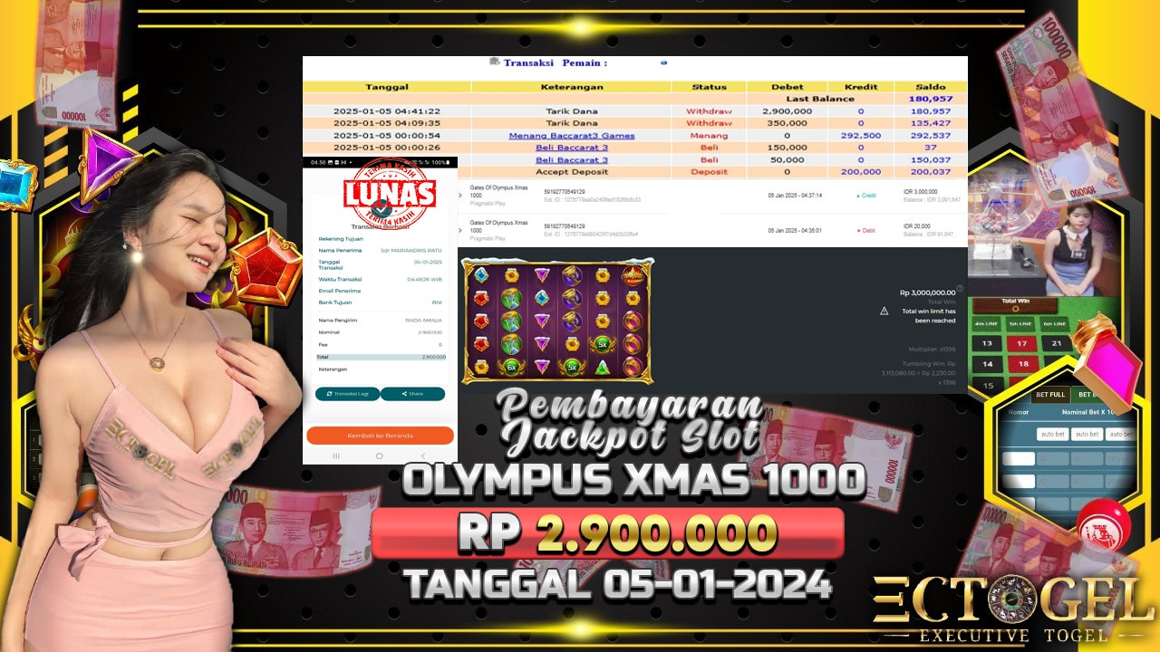 BUKTI JACKPOT SLOT GATES OF OLYMPUS XMAS 1000 TERPERCAYA DI INDONESIA TGL 05-01-2025