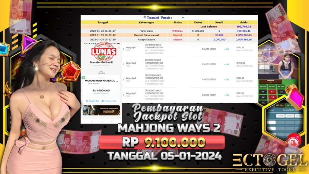 BUKTI JACKPOT SLOT MAHJONG WAYS 2 TERPERCAYA DI INDONESIA TGL 05-01-2025