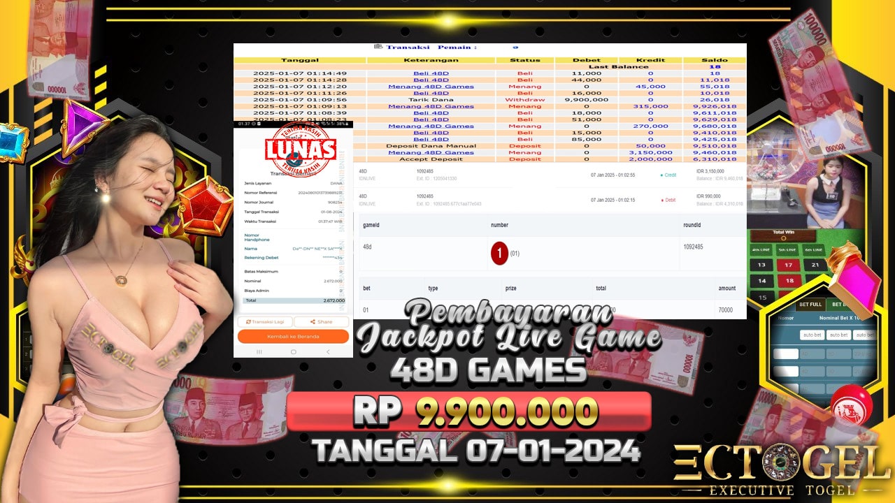 BUKTI JACKPOT 48D GAMES TERPERCAYA DI INDONESIA TGL 07-01-2025